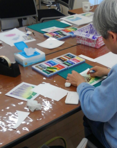 パステル作成風景